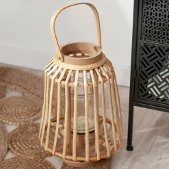 Lanterne en rotin (H35 cm) Naturalys Beige
