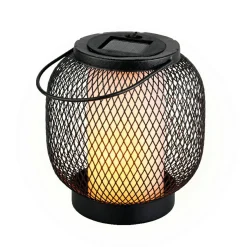 Lanterne solaire métal à LED (H15 cm) Croisillon Noir et blanc chaud