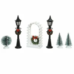 Lot d'accessoires lampadaires et décorations pour aménager un village