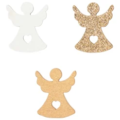 Lot de 24 anges ajourés en bois à parsemer