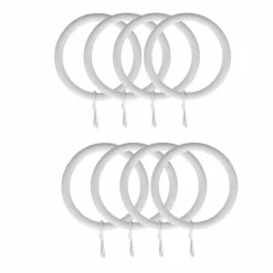 Lot de 8 anneaux tringle rideau (D28 mm) Lino Blanc mat