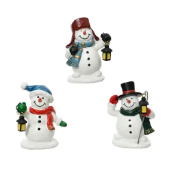 Lot de 3 Bonhommes de Neige (H6,5 cm) Joyeux pour village