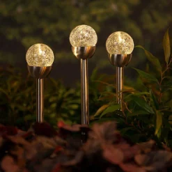 Lot de 6 bornes de jardin solaire (H24.5 cm) Verre craquelé Blanc chaud