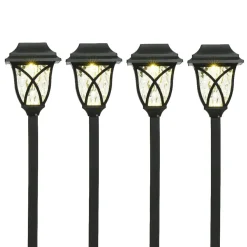 Lot de 4 bornes de jardin solaire LED (H33 cm) Botany Noir