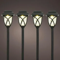 Lot de 4 bornes de jardin solaire LED (H33 cm) Botany Noir