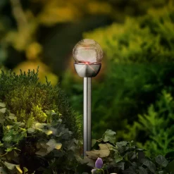 Lot de 6 bornes de jardin solaires (H24,5 cm) Verre craquelé Multicolore