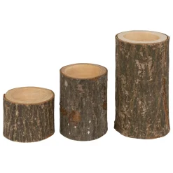 Lot de 3 Bougeoirs (D6 cm) Rondin de Bois