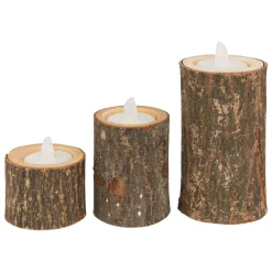 Lot de 3 Bougeoirs (D6 cm) Rondin de Bois