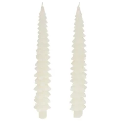 Lot de 2 bougies bâton en cire (H25 cm) Sapin Blanc