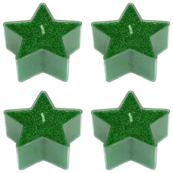 Lot de 4 bougies chauffe-plat Étoiles Vert pailleté