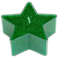 Lot de 4 bougies chauffe-plat Étoiles Vert pailleté