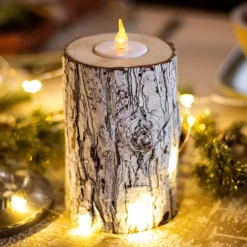 Lot de 3 bougies LED clignotantes (H15 cm) Arbre Blanc chaud