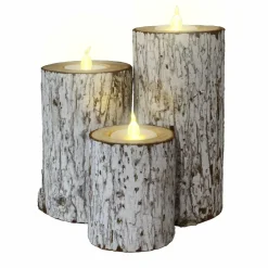 Lot de 3 bougies LED clignotantes (H15 cm) Arbre Blanc chaud