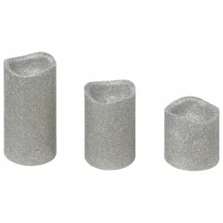 Lot de 3 bougies LED (D5 cm) à paillettes Argent