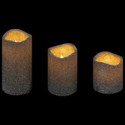 Lot de 3 bougies LED (D5 cm) à paillettes Argent
