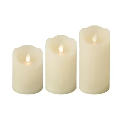 Lot de 3 bougies LED vacillantes (D7,5 cm) Cire naturelle Crème