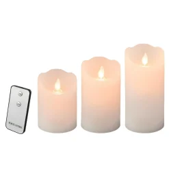 Lot de 3 bougies LED vacillantes (D7,5 cm) Cire naturelle Blanc