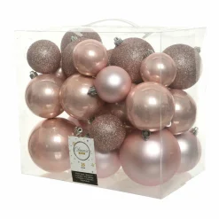 Lot de 26 boules de Noël Lara Rose poudré