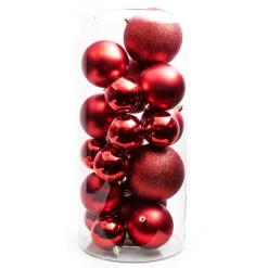 Lot de 20 boules de Noël assorties New Alpine Rouge