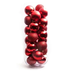 Lot de 30 boules de Noël (D80 mm) New Alpine Rouge