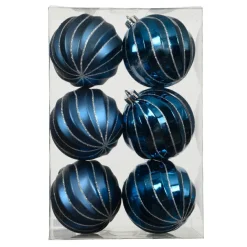 Lot de 6 boules de Noël (D80 mm) Glam chic Bleu nuit