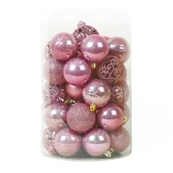 Lot de 35 boules de Noël (D60 mm) Aravis Vieux rose