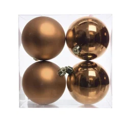 Lot de 4 boules de Noël (D100 mm) Aravis Cognac