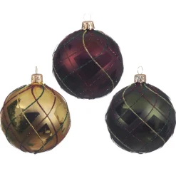 Lot de 6 boules de Noël (D80 mm) Carreaux Multicouleur