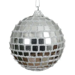 Lot de 12 boules de Noël (D80 mm) Boule à facette Argent