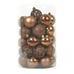 Lot de 35 boules de Noël (D60 mm) Aravis Brun café