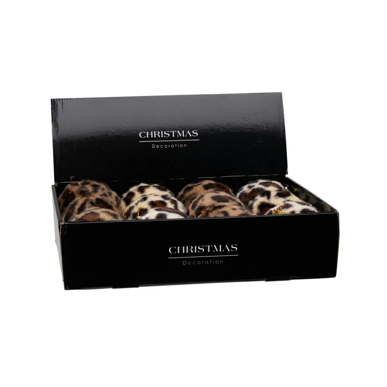Lot de 12 boules de Noël (D100 mm) Léopard Beige et marron