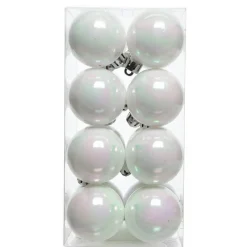 Lot de 16 boules de Noël (D40 mm) Aravis Blanc irisé