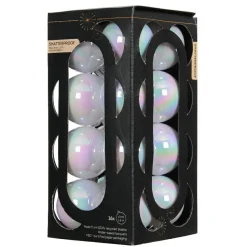 Lot de 16 boules de Noël (D40 mm) Aravis Blanc irisé