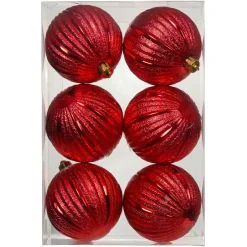 Lot de 6 Boules de Noël (D80 mm) Glitter Rouge