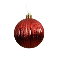Lot de 6 Boules de Noël (D80 mm) Glitter Rouge