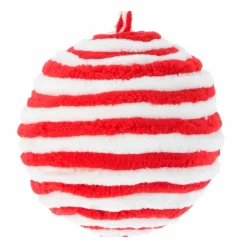 Lot de 2 boules de Noël (D120 mm) Laine rayé Rouge et blanc