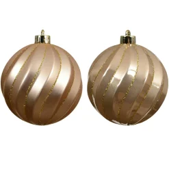 Lot de 6 boules de Noël (D80 mm) Glam chic Pêche