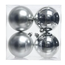 Lot de 4 boules de Noël (D100 mm) Aravis Argent