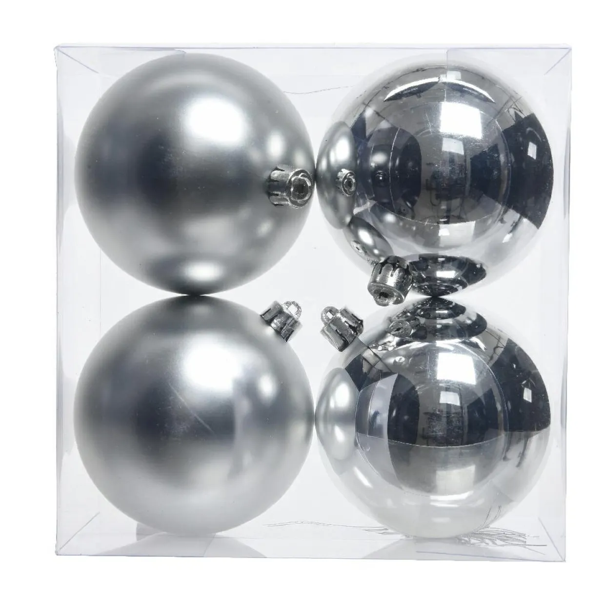 Lot de 4 boules de Noël (D100 mm) Aravis Argent