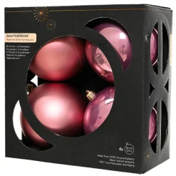 Lot de 4 boules de Noël (D100 mm) Aravis Vieux rose