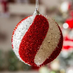 Lot de 12 boules de Noël (D100 mm) Spiralis Rouge