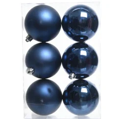 Lot de 6 boules de Noël (D80 mm) Aravis Bleu nuit