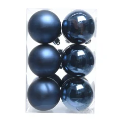 Lot de 12 boules de Noël (D60 mm) Aravis Bleu nuit