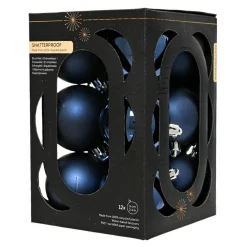 Lot de 12 boules de Noël (D60 mm) Aravis Bleu nuit