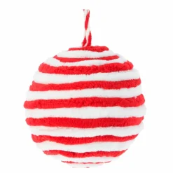 Lot de 4 boules de Noël (D80 mm) Laine rayé Rouge et blanc