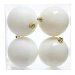 Lot de 4 boules de Noël (D100 mm) Aravis Blanc laine