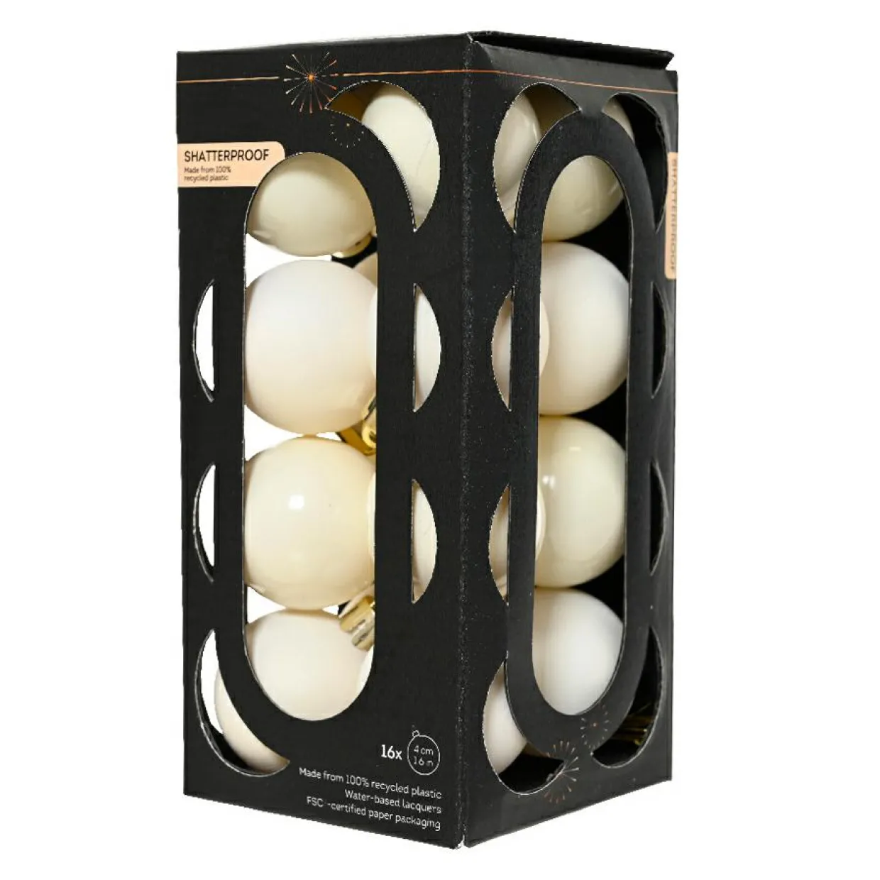 Lot de 16 boules de Noël (D40 mm) Aravis Blanc laine