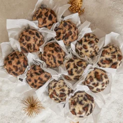 Lot de 12 boules de Noël (D80 mm) Léopard Beige et marron