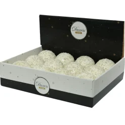 Lot de 12 boules de Noël (D80 mm) Altesse perlée Blanc Laine