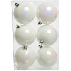 Lot de 6 boules de Noël (D80 mm) Aravis Blanc irisé